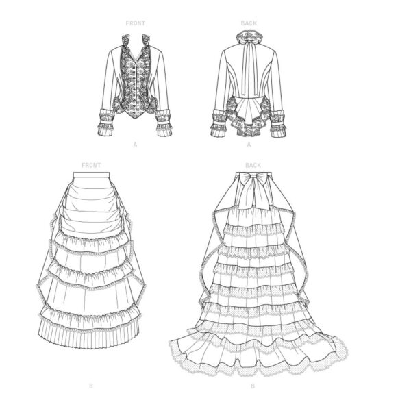Butterick Schnittmuster - History - B6692 - historisches Kleid , Bluse und Rock – Bild 3