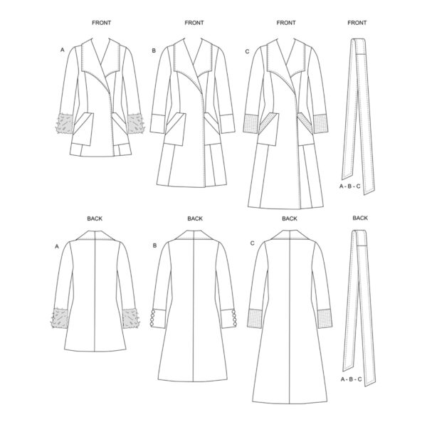 Butterick Schnittmuster - B6720 -  eleganter Mantel mit großem Kragen – Bild 6