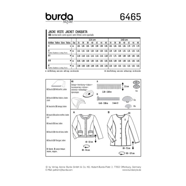 Burda Style Schnittmuster - Jacke - 6465 – Bild 5