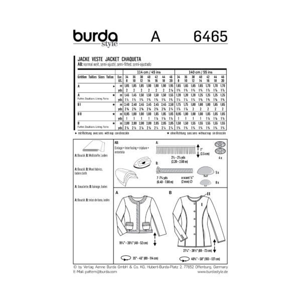 Burda Style Schnittmuster - Jacke - 6465 – Bild 6