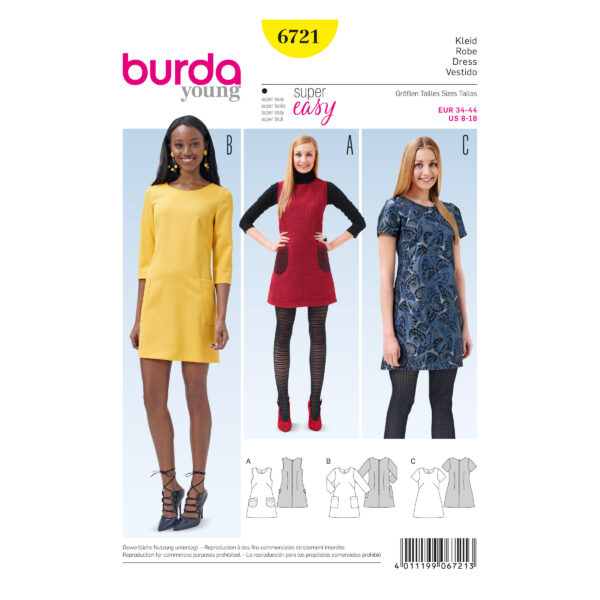 Burda Style Schnittmuster - Kleid - Etuikleid & Trägerkleid - Nr. 6721