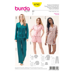 Burda Style Schnittmuster - Nachthemd - Schlafanzug - Pyjama für Sie - Nr. 6742