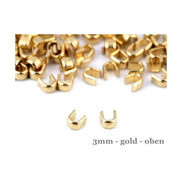 20 Endstücke - Stopper für Reißverschlüsse 3 mm/ 5mm oben - silber/gold – Bild 2