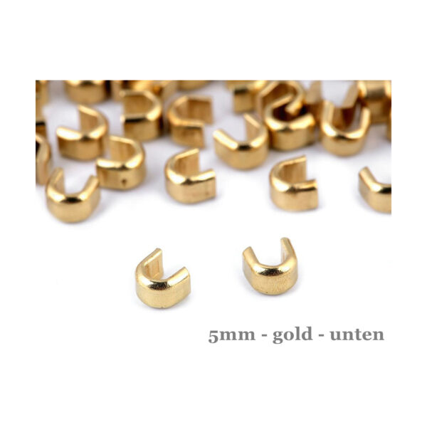 20 Endstücke - Stopper für Reißverschlüsse 3 mm/ 5mm oben - silber/gold – Bild 4