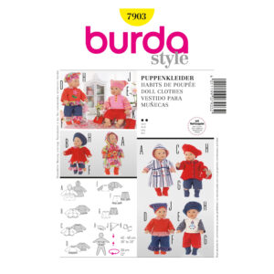 Burda Style Schnittmuster - Puppenkleider - 3 verschiedene Sets - Nr. 7903