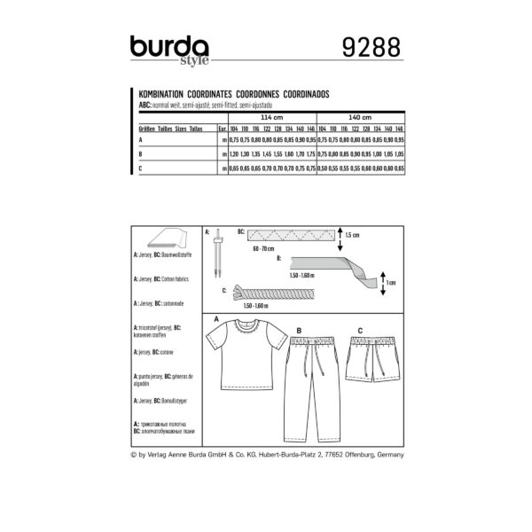 Burda Kids Schnittmuster - Kombination - T-Shirt und Hose - Nr.9288 – Bild 8