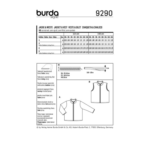 Burda Kids Schnittmuster - Jacke und Weste - Nr.9290 – Bild 6