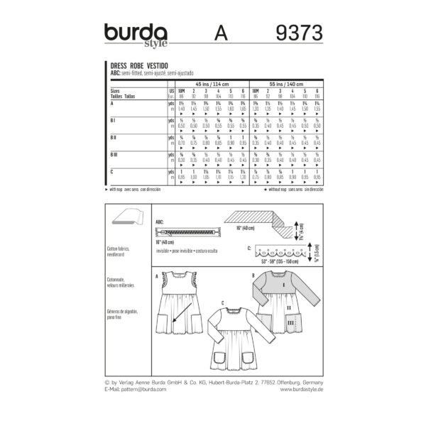 Burda Style Schnittmuster - Kleid - Mädchenkleid - gekräuselter Rock - Nr. 9373 – Bild 7