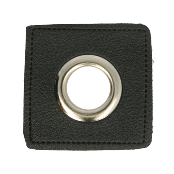 Metallösen für Kordeldurchzug-5 Paar (10 Stk.) Ösen Kunstleder Patches - ca. 27x27 mm - Ösen silber – Bild 2