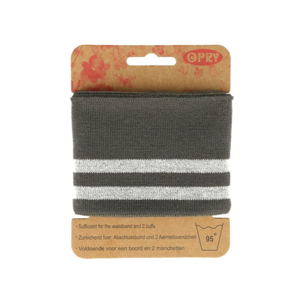 Opry - Cuff - Bündchen - 6,5cm x 110cm - elastisch - Plisterkarte - gestreift - schwarz, weiß – Bild 8