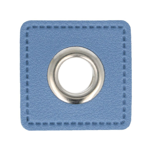 Metallösen für Kordeldurchzug-5 Paar (10 Stk.) Ösen Kunstleder Patches - ca. 27x27 mm - Ösen silber – Bild 3