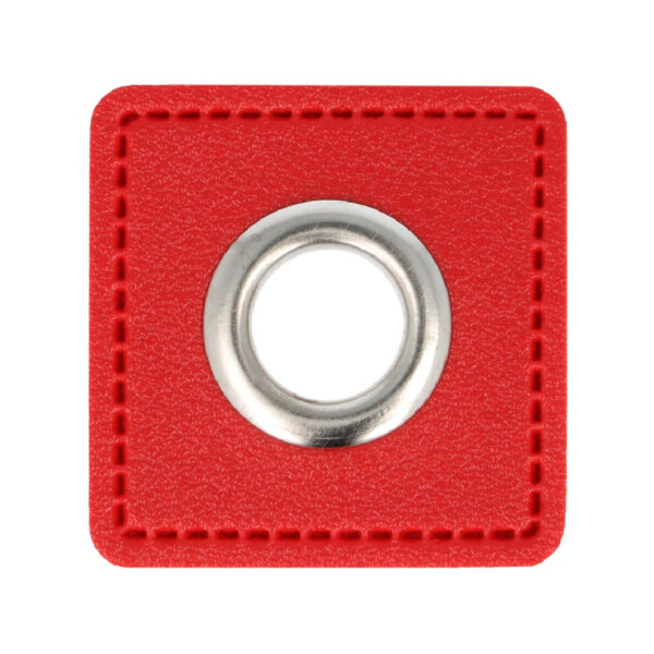 Metallösen für Kordeldurchzug-5 Paar (10 Stk.) Ösen Kunstleder Patches - ca. 27x27 mm - Ösen silber – Bild 4