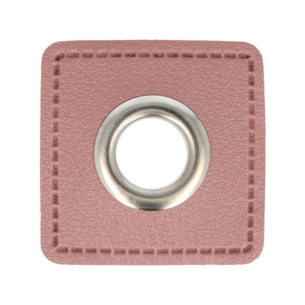 Metallösen für Kordeldurchzug-5 Paar (10 Stk.) Ösen Kunstleder Patches - ca. 27x27 mm - Ösen silber – Bild 5