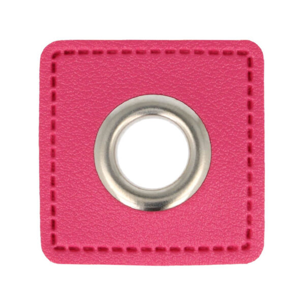Metallösen für Kordeldurchzug-5 Paar (10 Stk.) Ösen Kunstleder Patches - ca. 27x27 mm - Ösen silber – Bild 6