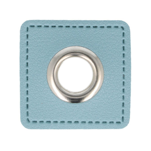 Metallösen für Kordeldurchzug-5 Paar (10 Stk.) Ösen Kunstleder Patches - ca. 27x27 mm - Ösen silber – Bild 8