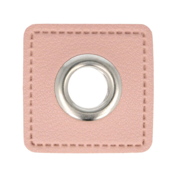 Metallösen für Kordeldurchzug-5 Paar (10 Stk.) Ösen Kunstleder Patches - ca. 27x27 mm - Ösen silber – Bild 9
