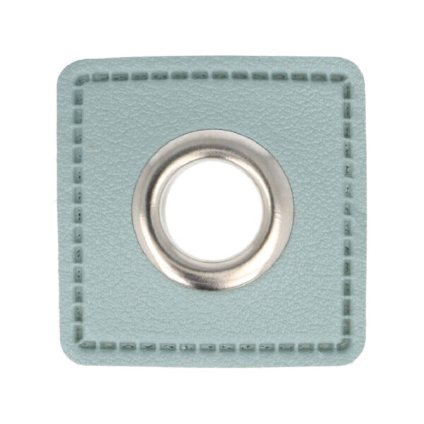 Metallösen für Kordeldurchzug-5 Paar (10 Stk.) Ösen Kunstleder Patches - ca. 27x27 mm - Ösen silber – Bild 10