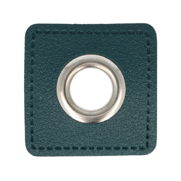 Metallösen für Kordeldurchzug-5 Paar (10 Stk.) Ösen Kunstleder Patches - ca. 27x27 mm - Ösen silber – Bild 11