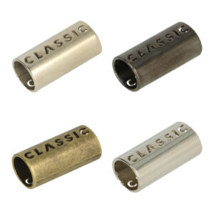 Kordelenden, 1 Paar (2Stck), Länge 26mm, Durchzug für 8mm Kordel, Metall