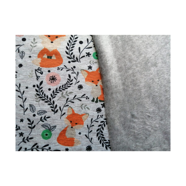14.88EUR/ 1m - Alpenfleece, Kuschelfleece - Swafing -  Patrick - Füchse - Grau – Bild 3