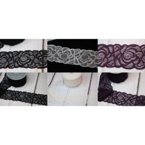 1 m elastische Spitzenborte - Stephanoise-Mediac - 55 mm breit - drei Farben