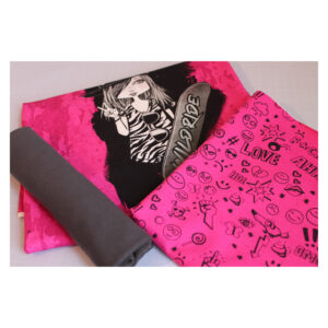 Stoffpaket - Jersey - mit Bündchen - Skatergirl, Pink