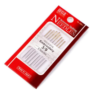 REGAL Sticknadeln Set - goldenes Öhr - mit Spitze - 8 Nadeln, 2 Größen