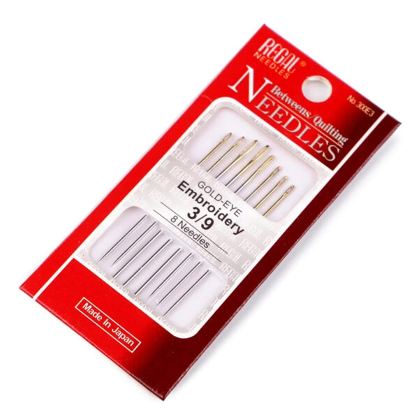REGAL Sticknadeln Set - goldenes Öhr - mit Spitze - 8 Nadeln, 2 Größen