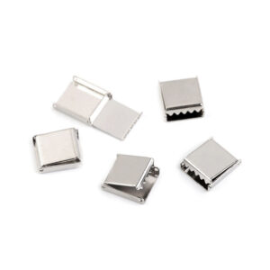 5 Paar (10 Stück) Endstücke für Flachkordel 10mm - silber/ gold