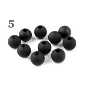 5x Kunstoffperlen - Kugeln - Dekoperlen - Makramee - Ø 16 mm - matt - versch. Farben - schwarz