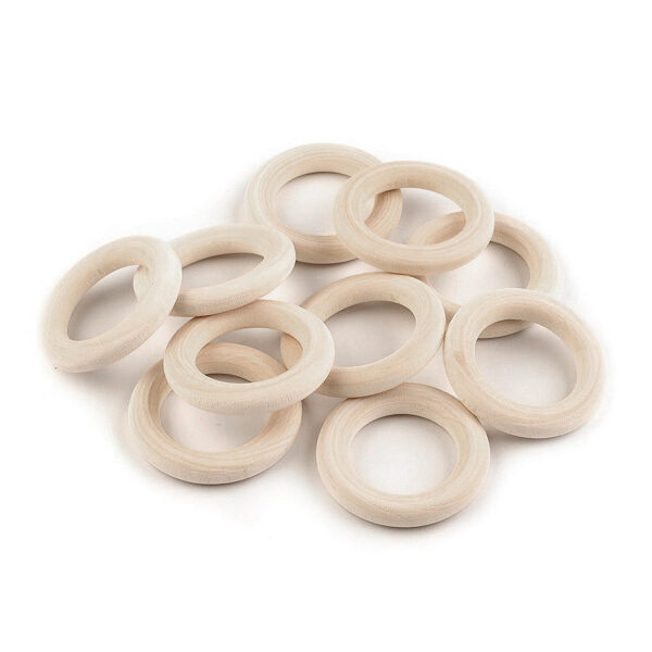 10 x Gardinenring Holz - Holzring - Makramee - 40 mm / 25 mm
