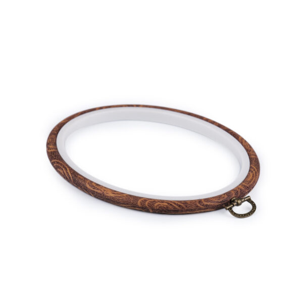 Stickrahmen - oval - flexibel - Nussbaum - 13,5 x 17,5 cm