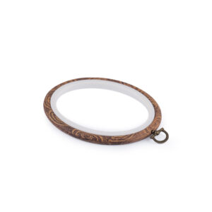 Stickrahmen - oval - flexibel - Nussbaum - 11 x 13,5 cm