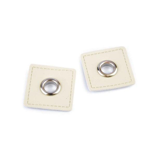 10 Paar (20 Stk.) Ösen auf Kunstleder - Patches - ca. 30x30 mm - 8 mm Metallösen – Bild 7