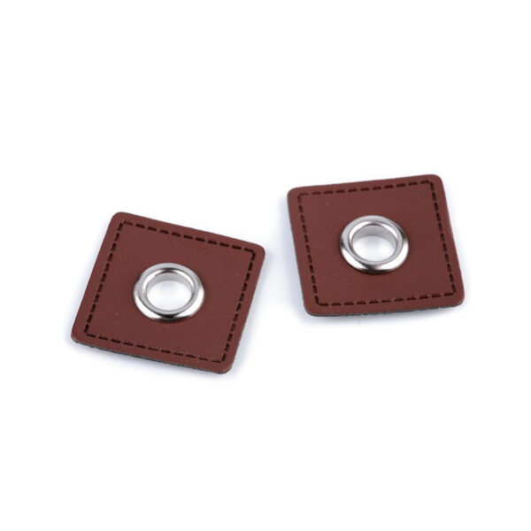 10 Paar (20 Stk.) Ösen auf Kunstleder - Patches - ca. 30x30 mm - 8 mm Metallösen – Bild 6