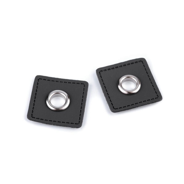 10 Paar (20 Stk.) Ösen auf Kunstleder - Patches - ca. 30x30 mm - 8 mm Metallösen – Bild 5