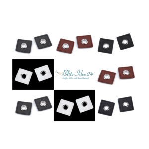 10 Paar (20 Stk.) Ösen auf Kunstleder - Patches - ca. 30x30 mm - 8 mm Metallösen
