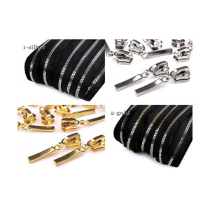 2.55EUR/m - 5m endlos Krampenreißverschluss - 5mm-Spirale - inkl.10 Zipper - 2 Farben