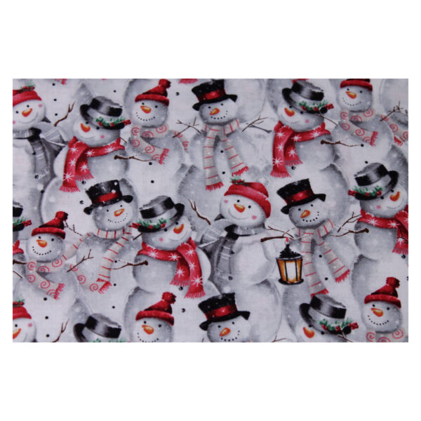 13.80EURO/m - Baumwollstoff - Patchworkstoff - Joyful Tidings - Schneemänner - weiß/rot – Bild 2