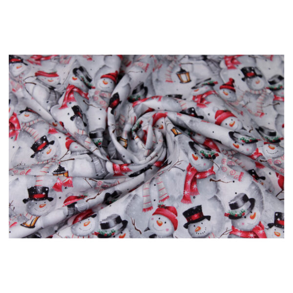 13.80EURO/m - Baumwollstoff - Patchworkstoff - Joyful Tidings - Schneemänner - weiß/rot – Bild 3