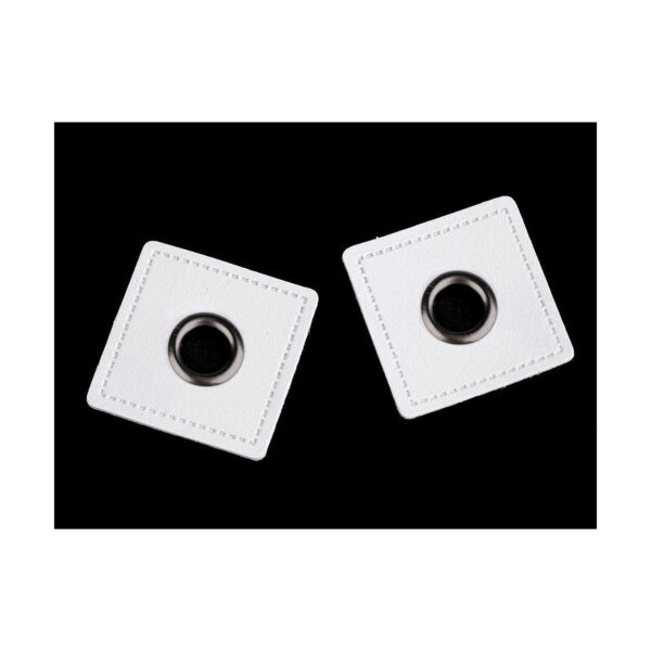 10 Paar (20 Stk.) Ösen auf Kunstleder - Patches - ca. 30x30 mm - 8 mm Metallösen – Bild 2