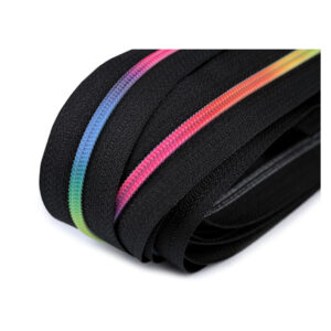 1.25EUR/m - Regenbogenreißverschluss 3mm - 5m endlos Reißverschluss + 10 Zipper schwarz