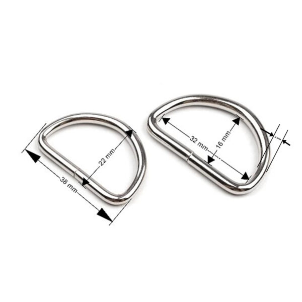 5 Halbringe - D-Ringe 3 mm - für 30mm Gurtband - versch. Farben – Bild 2