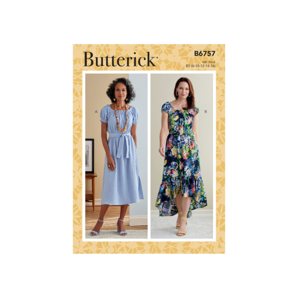Butterick Schnittmuster - B6757 - Sommerkleid, Carmenausschnitt