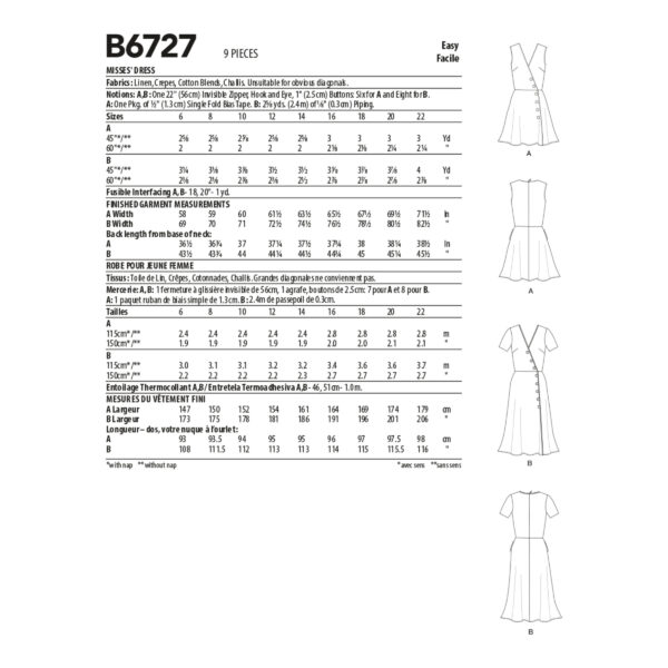 Butterick Schnittmuster - B6727 - Wickelkleid – Bild 8