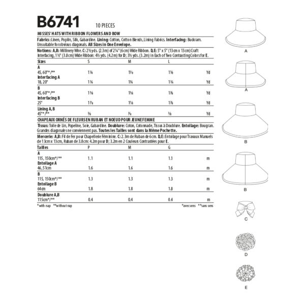 Butterick Schnittmuster - B6741 - Hutvariationen für die Dame von Welt – Bild 5