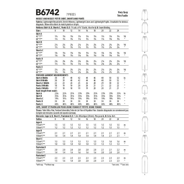 Butterick Schnittmuster - B6742 - schmale Hose, schmaler Rock – Bild 4