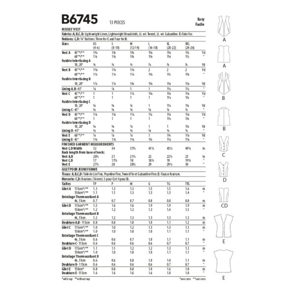 Butterick Schnittmuster - B6745 - Damenwesten – Bild 5