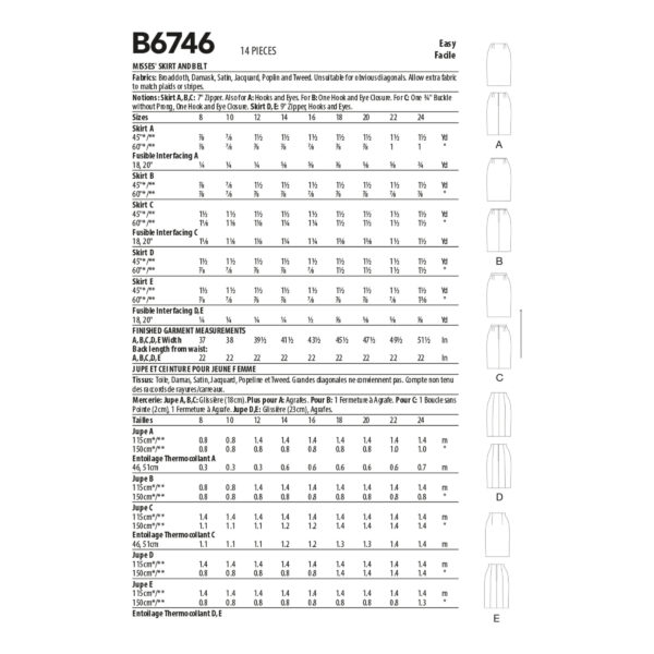 Butterick Schnittmuster - B6746 - schlichter, Stiftsrock – Bild 4