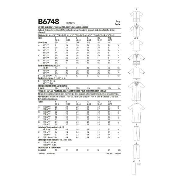 Butterick Schnittmuster - B6748 - Hausanzug, Tunika, Hauskleid – Bild 3